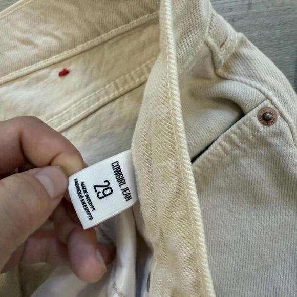 BDG Cowboy Jean Straight Leg Off White Denim Pants Women’s 32x30 Raw Hem Relax - Picture 4 of 11